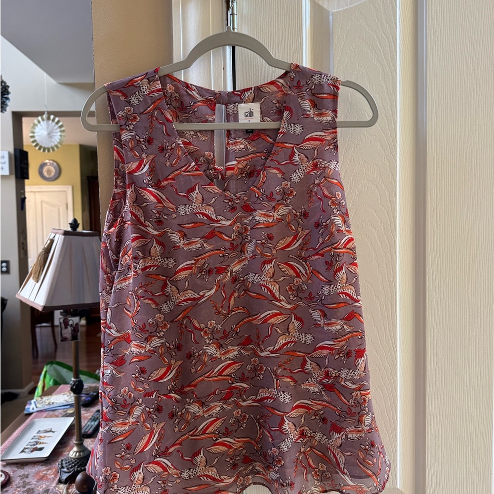 CAbi Women's Floral Sleeveless Top - Purple and Red